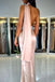 Charming Halter Mermaid Blushing Pink Long Evening Prom Dress Online, OL042