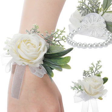 Mori Wrist Flower Wedding Corsage Creative Fresh White Wrist Flower, CG6658