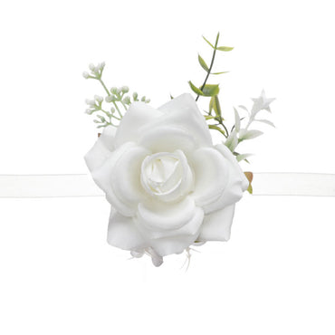 Wedding Groom Groomsman Corsage Wedding Simulation Corsage Banquet Bride White Wrist Flower, CG61496