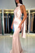 Charming Halter Mermaid Blushing Pink Long Evening Prom Dress Online, OL042