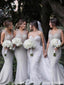 Elegant Tulle Straps Sweetheart Mermaid Satin Bridesmaid Dresses, BG288