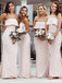 Simple Straight Neck Sleeveless Mermaid Light Pink Bridesmaid Dresses, BG294