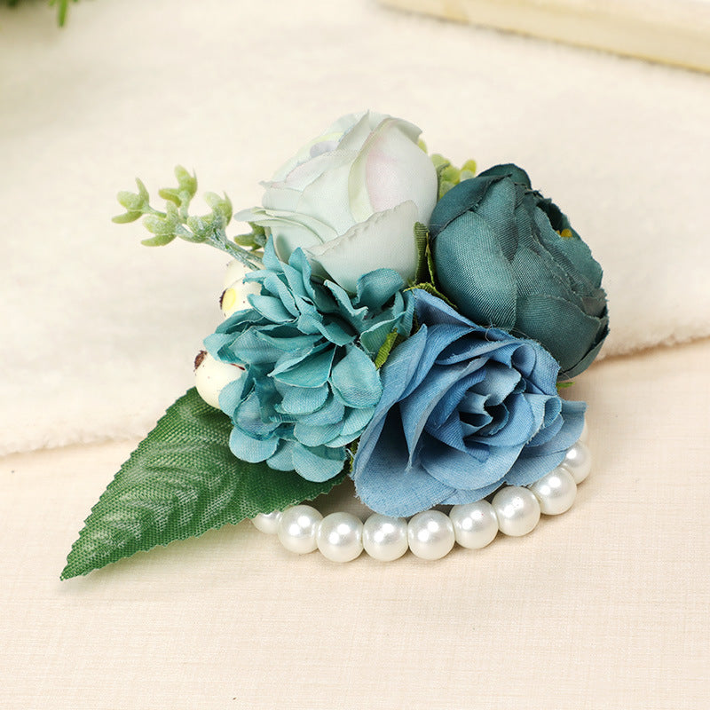 Wedding Sister Wrist Flower Wedding Bridesmaid Pearl Bracelet Wrist Decorative Flower, CG61425