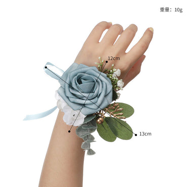 Wrist Flowers Champagne Green Leaf Hand Flowers Men Corsage Clothing Accessories, CG61464