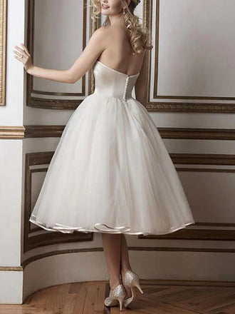 Strapless Sweetheart Tulle Backless Wedding Dress, WD0515