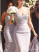 Elegant Straps Mermaid Applique Sleeveless Satin Long Bridesmaid Dress, BG267