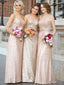 A-line Elegant Sweetheart Sleeveless Sequins Bridesmaid Dresses, BG189