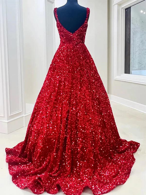 Glitter-Tulle Long Off-the-Shoulder Prom Ball Gown