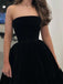 Tea Length Black Velvet Long Prom Dress Evening Dress, OL604