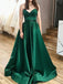 Sweetheart Green A-line Long Prom Dress Evening Dress, OL608