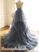 Elegant Spaghetti Straps A-line Tulle Applique Long Prom Dresses Evening Dress, OL900
