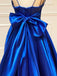 A-line V-neck Royal Blue Prom Dress Evening Dress with Bowknot, OL620