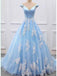 Elegant V-neck A-line Applique Long Prom Dress Evening Dress, OL622