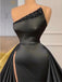Black Sleeveless A-line Beaded Side Slit Prom Dress, OL673