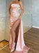 Elegant Pink Sleeveless Long Prom Dress with Side Slit, OL677