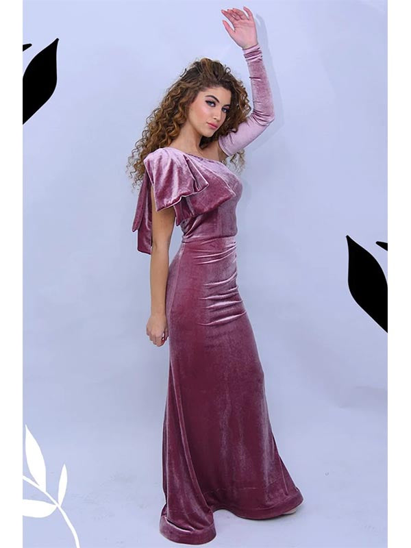 Elegant Mermaid Long Sleeve One Shoulder Long Prom Dress, OL680