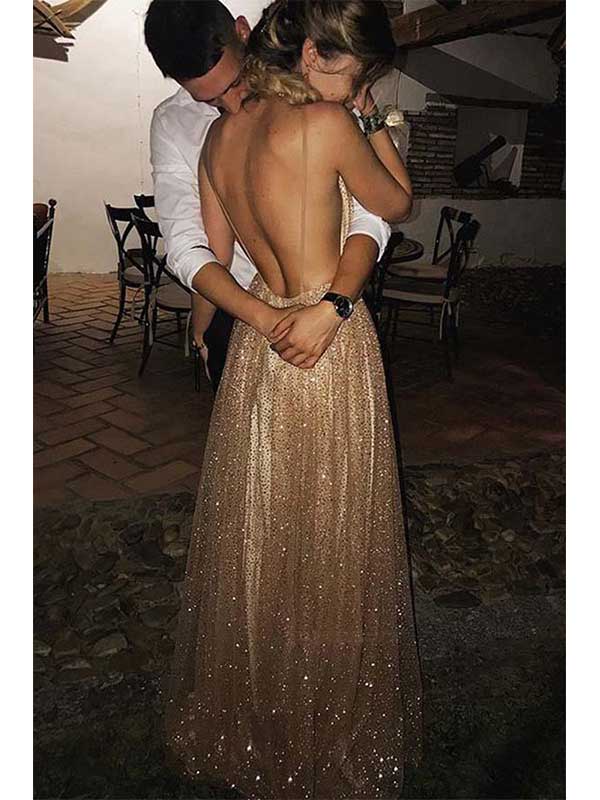 champagne prom dress sparkly Sparkly Champagne Gold Strapless Mermaid Prom Dress, Evening Dress, PD AlineBridal