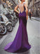 Mermaid Sleeveless Purple Long Beading Tulle Prom Dress, OL686