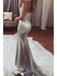Mermaid Sweetheart Sweep Trailing Satin Prom Dress With Beading, OL690