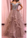 Sparkly Off the Shoulder A-line Tulle Prom Dress Evening Dress, OL747