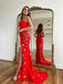 Elegant Red Star Sheath Long Prom Dresses Formal Dress with Side Slit, OL812