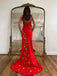 Elegant Red Star Sheath Long Prom Dresses Formal Dress with Side Slit, OL812