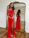Elegant Red Star Sheath Long Prom Dresses Formal Dress with Side Slit, OL812