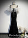 Elegant Black Spaghetti Straps Off the Shoulder Mermaid Long Prom Dresses Evening Dress, OL885