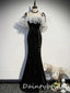 Elegant Black Spaghetti Straps Off the Shoulder Mermaid Long Prom Dresses Evening Dress, OL885
