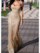 Romantic Mermaid Champagne Sequins Long Prom Dresses Evening Dress, OL837