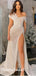 New Arrival Off the Shoulder One Shoulder Sheath Long Prom Dresses Evening Dress with Side Slit, OL899