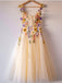 Beautiful Flower Straps A-line Tulle Colorful Homecoming Dresses Online, HD0588