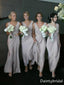 Simple V-neck Sleeveless Chiffon A-line Long Bridesmaid Dress, BG238