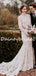 Charming High Neck Mermaid Tulle Lace Long Sleeve Wedding Dresses Evening Dresses.DB10715