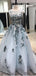 Charming V-neck Tulle Floor Length Evening Party Prom Gown Dresses, PD0175