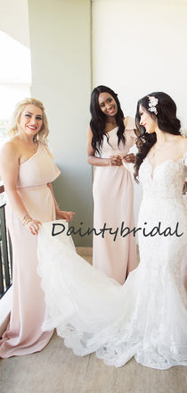 Beautiful One-shoulder Mermaid Side Slit Evening Dresses Party Long Bridesmaid Dresses.DB10676