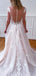 Sexy V-Neck Spaghetti Straps A-line Open Back Lace Wedding Dresses.DB10050