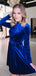 New Arrival Scoop Neck Long Sleeve Velvet Homecoming Dresses.DB10541