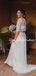 Simple Fashion Scoop Neck Lace Chiffon Short Sleeve Two-piece Evening Party Long Wedding Dresses, DB10691
