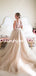 Charming V-neck Tulle A-line Open Back Simple Wedding Dresses, DB10731