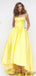 A-line Straight High-low Satin Long Prom Dresses.DB10148