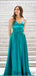 Sexy V-neck  A-line Side Slit Floor Length Long Prom Dresses Evening Dresses.DB10293