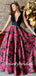 Charming Deep V-neck A-line Satin Long Prom Dresses.DB10809