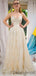Gogerous V-neck Lace A-line Open Back Prom Dresses Evening Dresses.DB10303