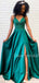 Sexy V-neck A-line Long Prom Dresses Evening Dresses.DB10419