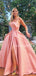 Charming Straight Satin A-line Side Slit Long Evening Dresses Prom Dresses.DB10520