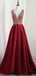 Sexy V-neck Satin A-line Long Prom Party Dresses.DB10190