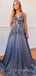 Sexy V-neck A-line Long Prom Dresses Evening Dresses.DB10370