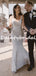 Pretty V-neck Simple Tulle Lace Mermaid Long Wedding Dresses, DB10739