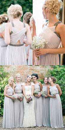 Unique New Arrival Cheap Column Pleating Criss-Cross Floor-Length Bridesmaid Dresses For Maid Of Honor, WG101